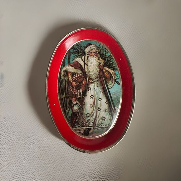 Vintage Christmas Tin Tray Victorian Old World Santa - Picture 3 of 11